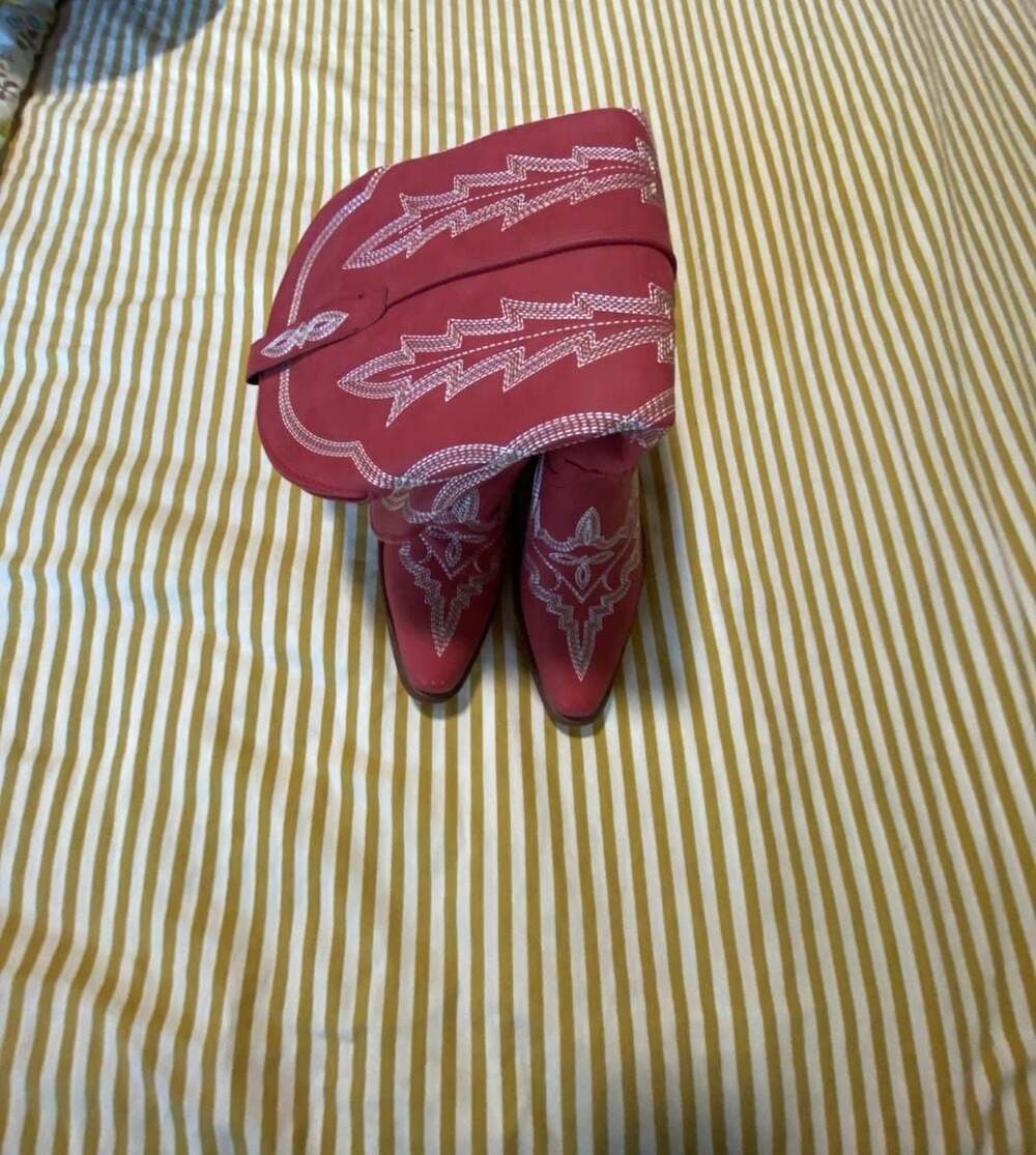 Quepino Red Cowboy Boots Western Cowgirl Embroidered